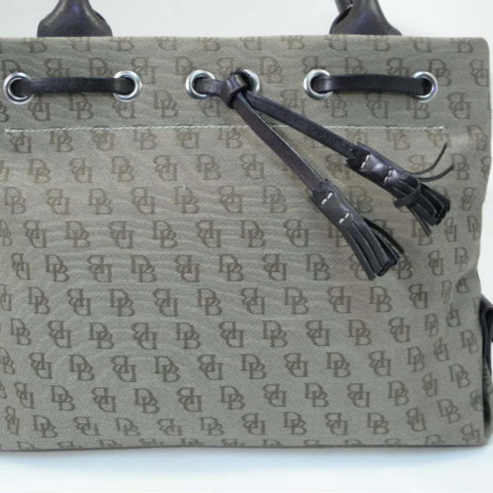 Dooney & Bourke Beige Canvas Leather Satchel - Picture 2 of 8
